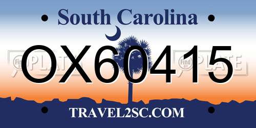OX60415 South Carolina License Plate
