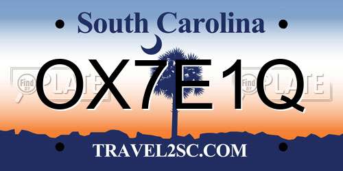 OX7E1Q South Carolina License Plate