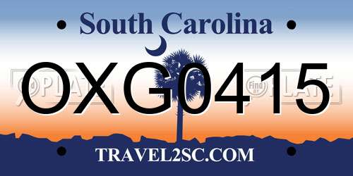OXG0415 South Carolina License Plate