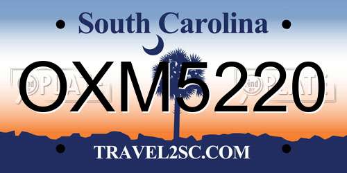 OXM5220 South Carolina License Plate