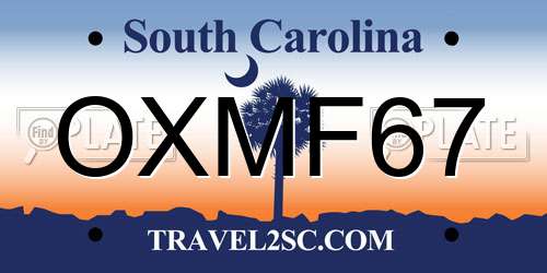 OXMF67 South Carolina License Plate
