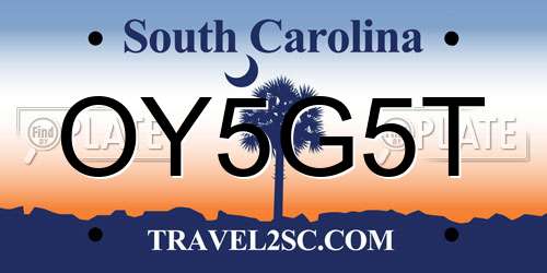 OY5G5T South Carolina License Plate
