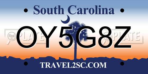 OY5G8Z South Carolina License Plate