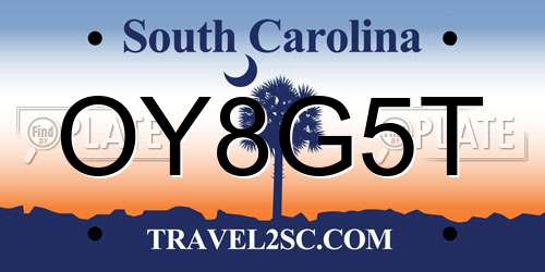 OY8G5T South Carolina License Plate