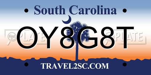 OY8G8T South Carolina License Plate
