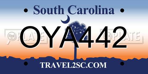 OYA442 South Carolina License Plate