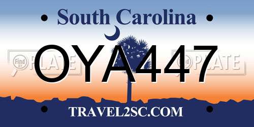 OYA447 South Carolina License Plate