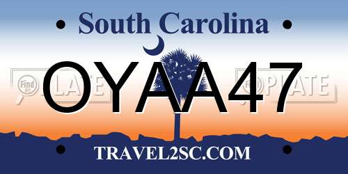 OYAA47 South Carolina License Plate