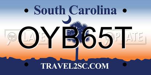 OYB65T South Carolina License Plate