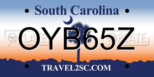 OYB65Z South Carolina License Plate