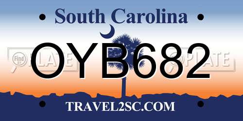 OYB682 South Carolina License Plate