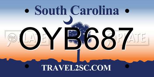 OYB687 South Carolina License Plate