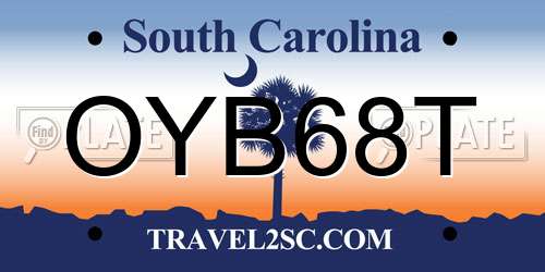 OYB68T South Carolina License Plate