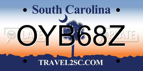 OYB68Z South Carolina License Plate
