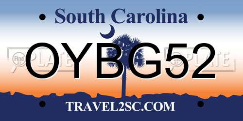 OYBG52 South Carolina License Plate