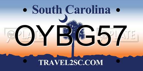 OYBG57 South Carolina License Plate