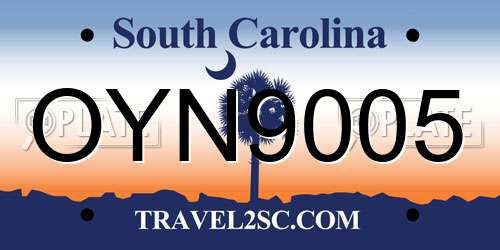 OYN9005 South Carolina License Plate