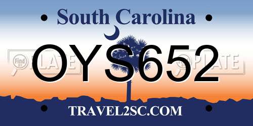 OYS652 South Carolina License Plate