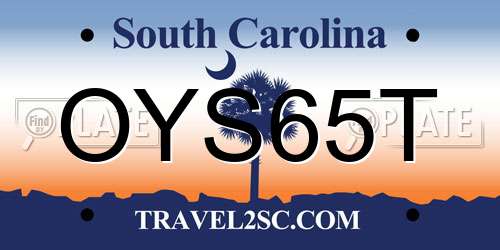 OYS65T South Carolina License Plate