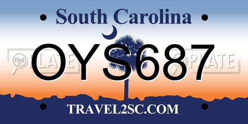 OYS687 South Carolina License Plate