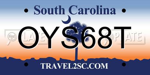 OYS68T South Carolina License Plate