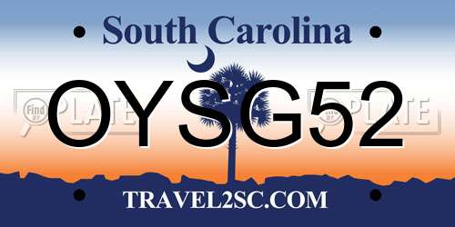 OYSG52 South Carolina License Plate