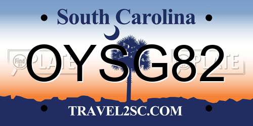 OYSG82 South Carolina License Plate