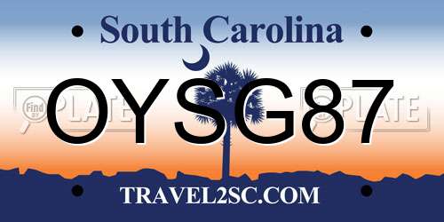 OYSG87 South Carolina License Plate