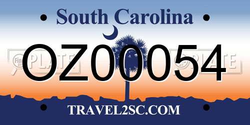 OZ00054 South Carolina License Plate