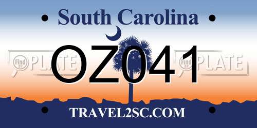 OZ041 South Carolina License Plate