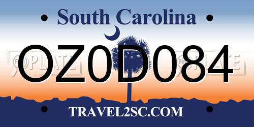 OZ0D084 South Carolina License Plate