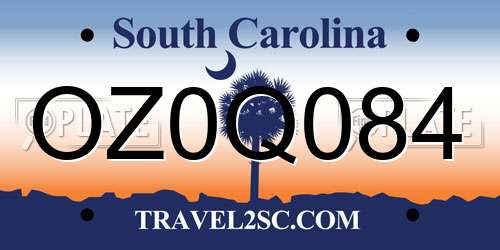 OZ0Q084 South Carolina License Plate