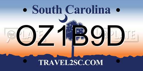 OZ1B9D South Carolina License Plate