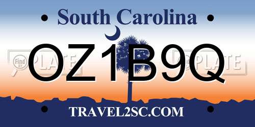 OZ1B9Q South Carolina License Plate