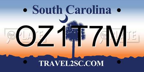 OZ1T7M South Carolina License Plate