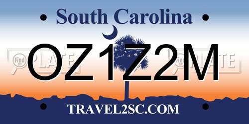 OZ1Z2M South Carolina License Plate