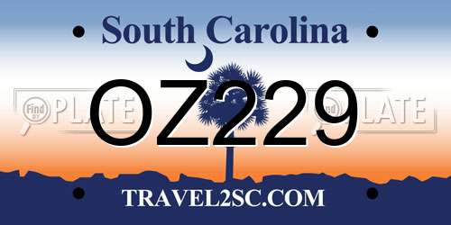 OZ229 South Carolina License Plate