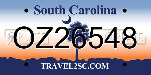 OZ26548 South Carolina License Plate