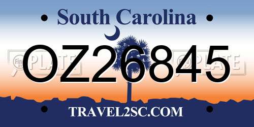 OZ26845 South Carolina License Plate