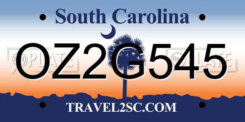 OZ2G545 South Carolina License Plate
