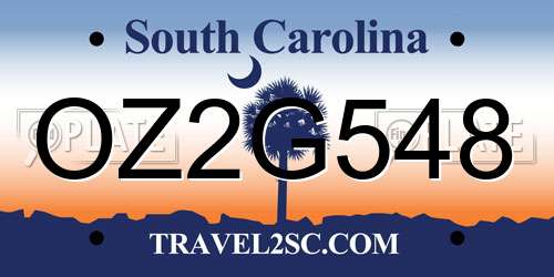 OZ2G548 South Carolina License Plate