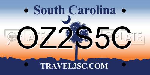 OZ2S5C South Carolina License Plate