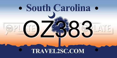 OZ383 South Carolina License Plate
