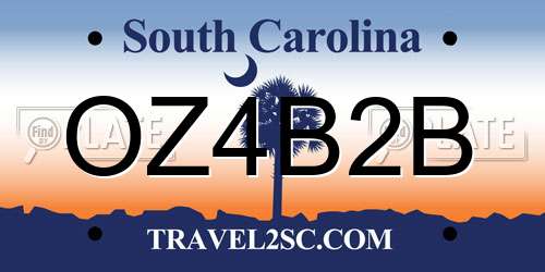 OZ4B2B South Carolina License Plate