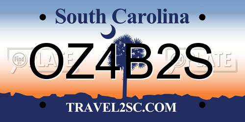 OZ4B2S South Carolina License Plate