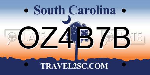 OZ4B7B South Carolina License Plate