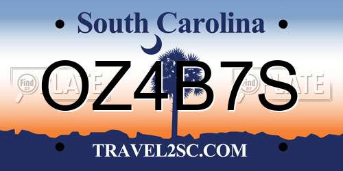 OZ4B7S South Carolina License Plate