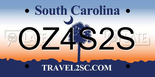 OZ4S2S South Carolina License Plate