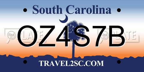 OZ4S7B South Carolina License Plate