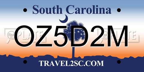 OZ5D2M South Carolina License Plate